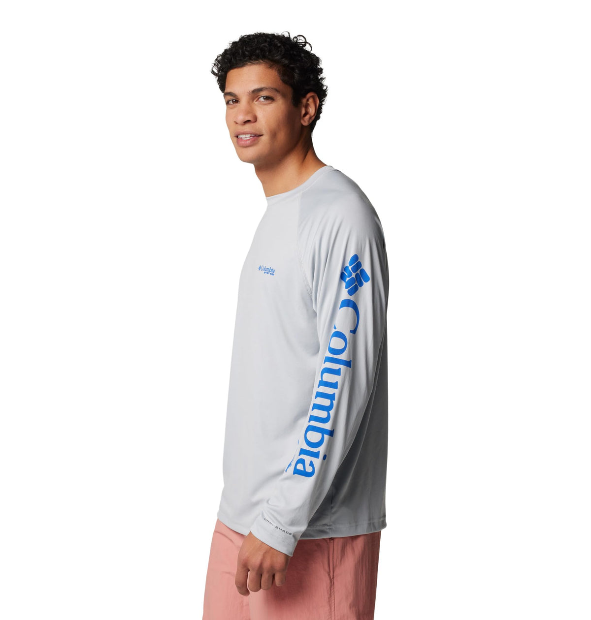 Columbia Men's PFG Terminal Tackle Long Sleeve Fishing Shirt, Cool Grey/Vivid Blue Logo, 3X Tall