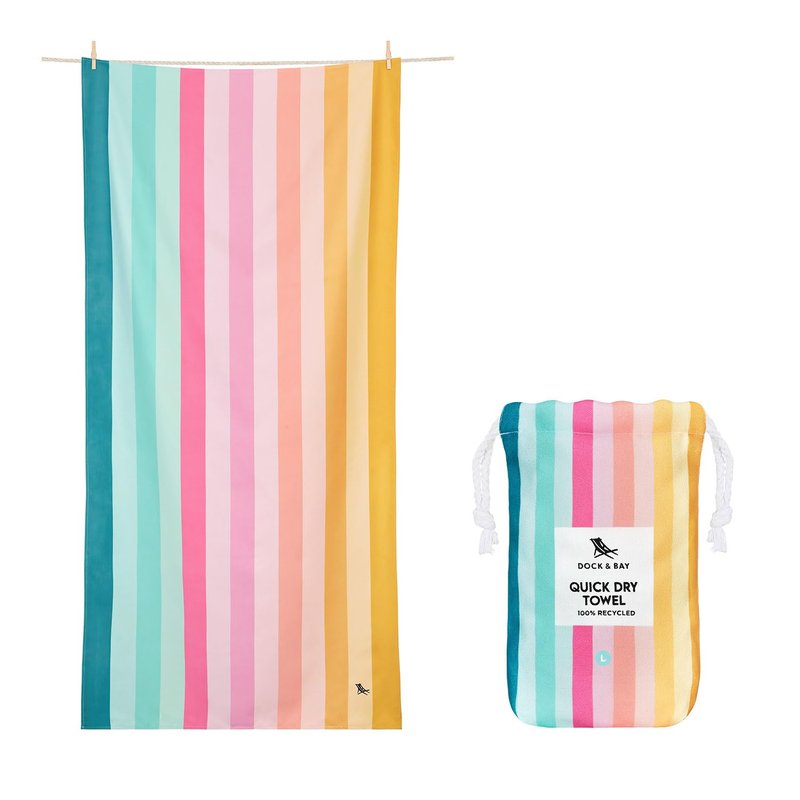 Dock & Bay Kid's Towel - for Beach Use - Quick Dry, Sand Free - Compact, Lightweight - 100% Recycled - Includes Bag - Coastal Candy, Large (160x90cm, 63x35)