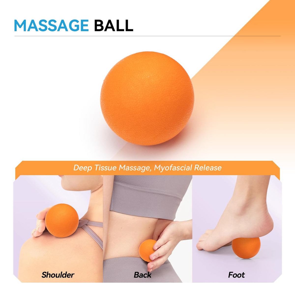 Zmarthumb 5 in 1 Foam Roller Set, High Density Fitness Exercise Foam Roller for Deep Tissue Muscle Massage, Massage Roller, Massage Ball, Resistance Band, for Whole Body(Orange)