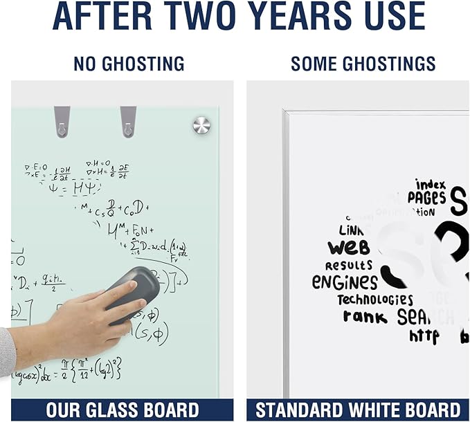 TSJ OFFICE Glass Dry-Erase Board - 72 x 48 Inches (6' X 4') Wall Mounted Glass Magnetic Whiteboard, Extra Large Frameless White Board for Office, Home & School