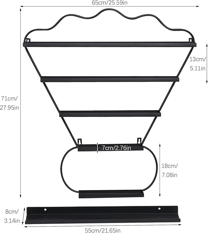 Metal Wall Mounted Nail Polish Racks Display Rack Cosmetic Display Case Lipstick Perfume Wall Shelf Essential Oil Organizer for Nail Polish Bottles Spa Nail Salon Shop (Black)