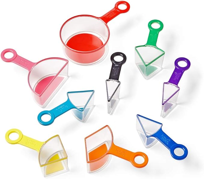 hand2mind Rainbow Fraction Measuring Cups, Set of 9, Ages 3+