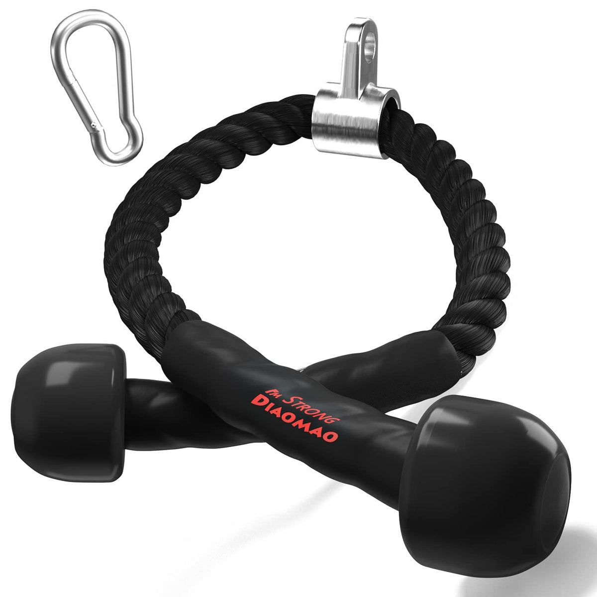Diaomao Tricep Rope with Upgraded Rubber Handles,35 Inch Tricep Pull Down Rope for Cable Machine, Greater Range of Motion, Triceps Rope Cable Attachment for Gym, Home, Easy to Grip, Non-Slip