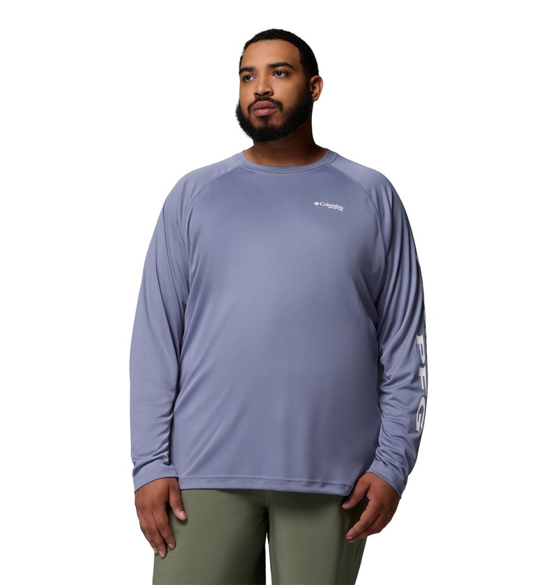 Columbia Men's PFG Terminal Tackle Long Sleeve Fishing Shirt, New Moon/White Logo, Large