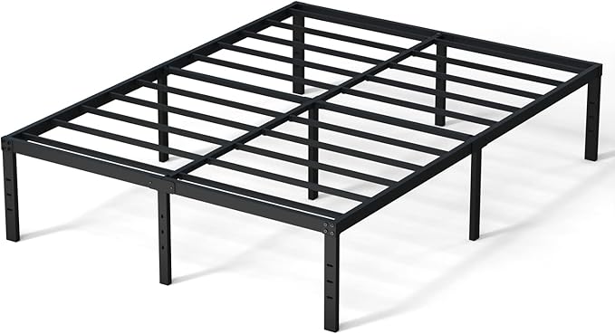 California King Bed Frames, 16 Inch Heavy Duty Metal Platform Support Up to 3000 lbs with Steel Slat, No Box Spring Needed, Easy Assembly, Noise Free, Black
