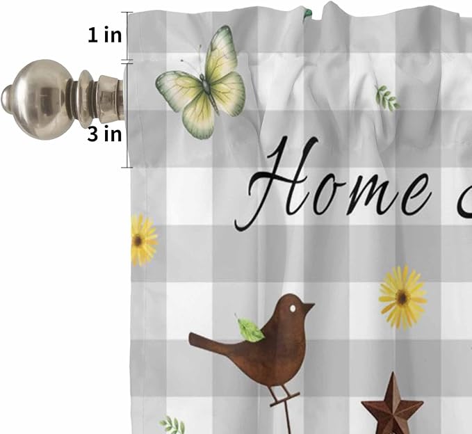 Kitchen Curtains Tiers and Valance Set of 3, Sunflowers Dog Light Filtering