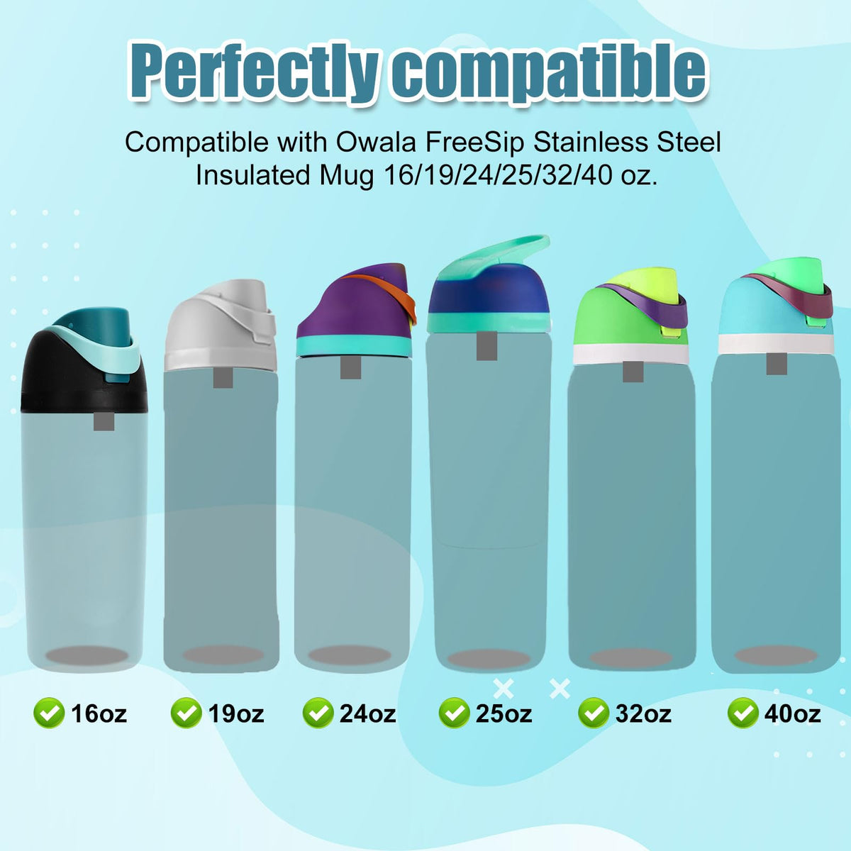BOXOB 8pcs Silicone Bottle Stopper for Owala FreeSip 24oz 32oz, Water Bottle Plug Mouth Lid Cap Top Seal Replacement Parts Accessories Compatible with Owala 16/19/24/32/40oz (8 Colors)