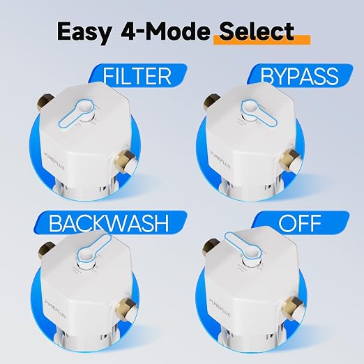 PUREPLUS Whole House Water Filtration System, 10″ × 4.5″ Housing, 1″ NPT