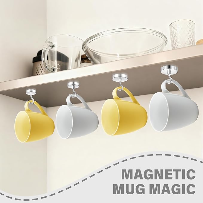 Magnetic Hooks, 170lbs Strong Magnet Hooks for Cruise Cabin, Strong Magnets Heavy Duty, Magnetic Key Holder for Fridge, Kitchen, Grills, Office, Classroom, 4 Pack, Silver