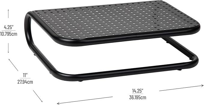 Mind Reader Monitor Stand, Ventilated Laptop Riser, Desktop Organizer, Metal, 14.25" L x 11" W x 4.25" H, Black | (Pack of 8)