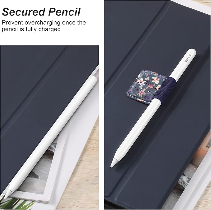 Fintie 4 Pack Pen Loop Holder for Apple Pencil Pro, Apple Pencil (USB-C / 1st / 2nd Generation) and Stylus Pens, Elastic Adhesive Leather Sleeve Attached to Cases, Blooming Hibiscus