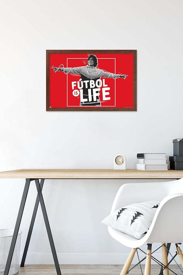 Ted Lasso - Futbol is Life Wall Poster, 22.4L" x 14.7W", Mahogany Framed Version