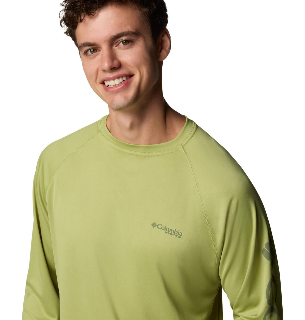 Columbia Men's PFG Terminal Tackle Long Sleeve Fishing Shirt, Pear/Cypress Logo, 3X