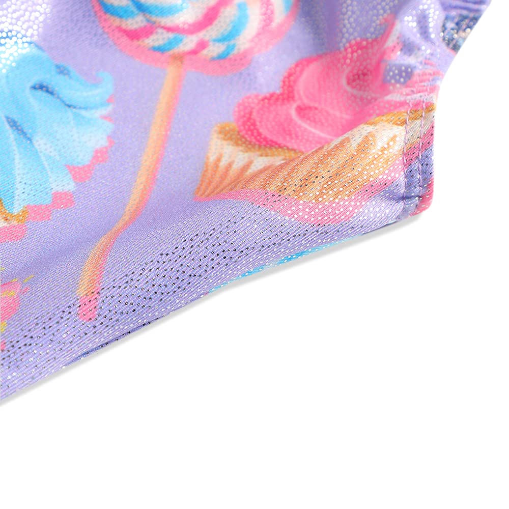 Belovance Leotards for Girls Gymnastics Unicorn Athletic Dance Wear Shiny Rainbow Blue Hotpink (Donuts Purple, 7-8 Years)