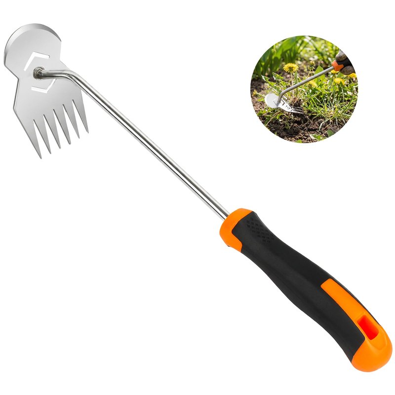 Garden Tools,Weeder Tool,Portable Weeding Tool,Garden weed pulling tool,Adopt Anti Slip Handle,Conforms to Ergonomic Curves,Weed puller tool Suitable for Farm Planting,Gardening(Black Orange Handle)