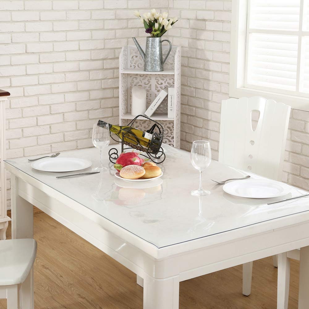 NECAUX Clear PVC Table Cover Protector 46 x 63 Inch 1.5mm Thick