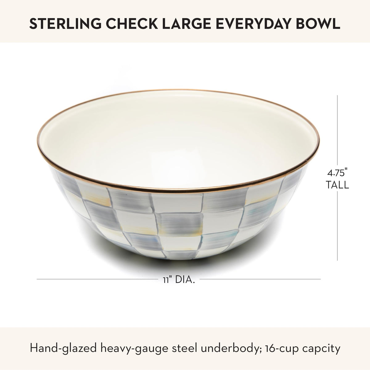 MACKENZIE-CHILDS Everyday Bowl, Extra Small, Black-and-White Courtly Check