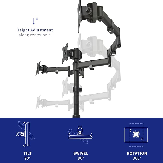 VIVO Triple Monitor Mount Fully Adjustable Desk Free Stand for 3 LCD Screens up to 24 inches STAND-V003P