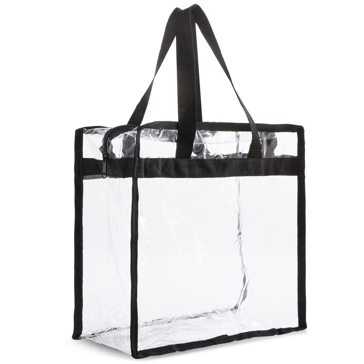 Juvale Stadium Approved Clear Tote - Venue Entry Ready Clear Stadium Bag - PVC Waterproof & Zipper on Plastic Tote Bag - Transparent Purses for Women - 4 Pack, 12 x 6 x 12 in