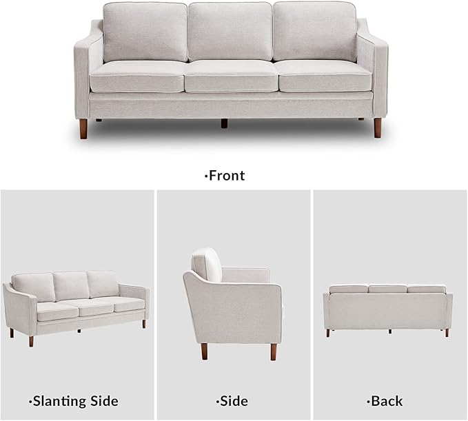 Kingfun Living Room Furniture Sets, 3 Seater Couch, Armchair and Loveseat, Mid Century Modern Sofa Set, Chenille Couch with Solid Wood Frame for Living Room & Bedroom, Silver Gray