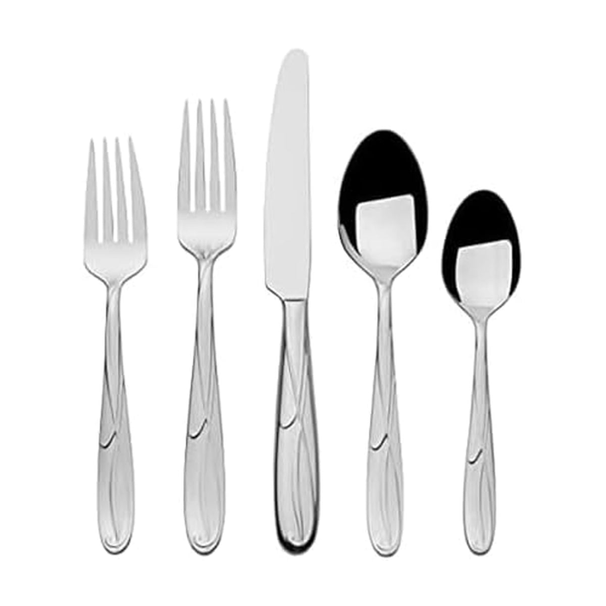 Mikasa, Virtuoso Frost Flatware Service for 12, 65 Piece Set, 18/10 Stainless Steel, Silverware Set with Serving Utensils
