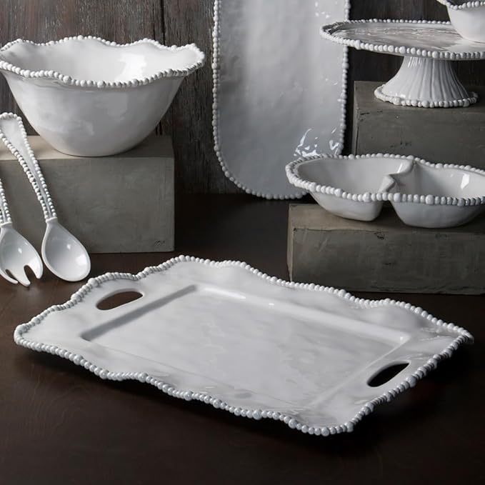 Beatriz Ball Alegria Rectangular Tray with Handles, White