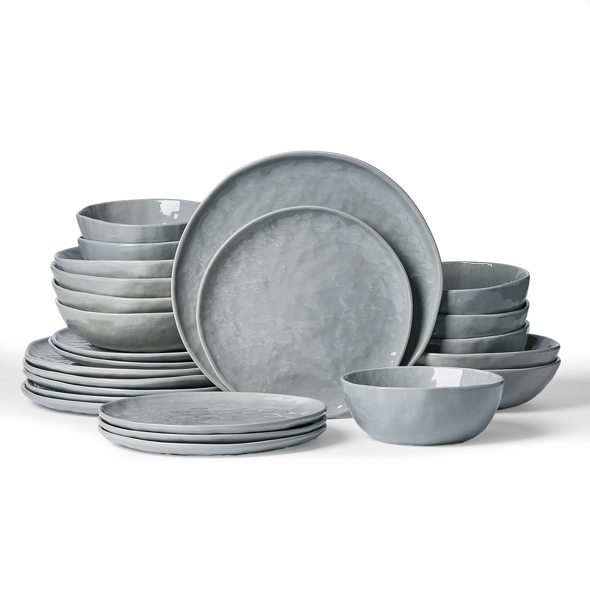 Famiware Mars Stoneware Dinnerware Set for 8, White