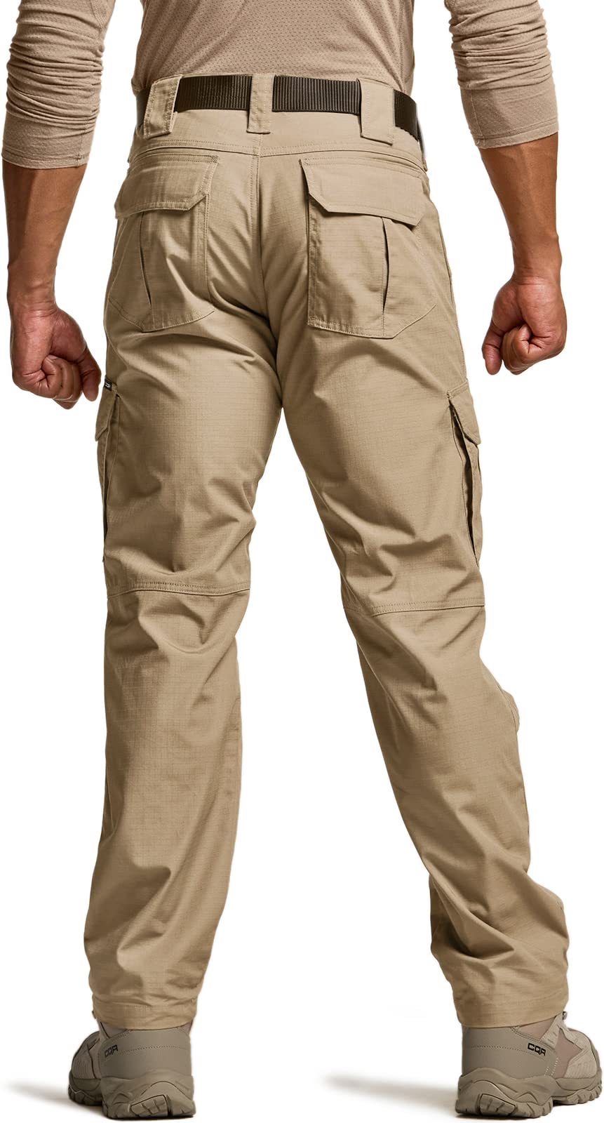 CQR Men's Tactical Pants, Water Resistant Ripstop Cargo Pants, Lightweight EDC Work Hiking Pants, Outdoor Apparel, Duratex Mag Pocket Khaki, 34W x 34L