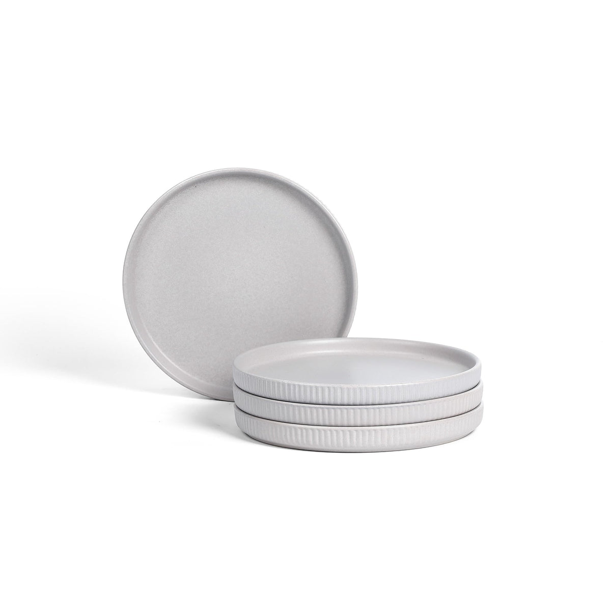 Stone Lain Haven Stoneware 32-Piece Dinnerware Set, Plates and Bowls Sets for 8, Grey Dish Set, Includes Dinner and Salad Plates, Cereal Bowls, Glassware, Microwave & Dishwasher Safe