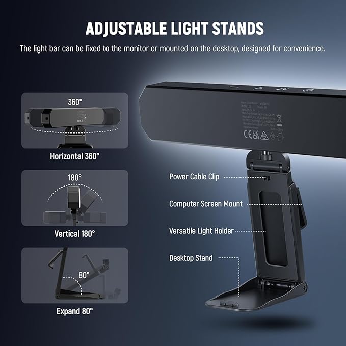 NEEWER Basics 12W Dual Monitor Light Bar with Stands, LED Lamp for Home Office Video Conference Lighting Desk Computer Laptop Webcam Zoom Streaming, Bi Color, Remote/Touch Control Dimmable, L10