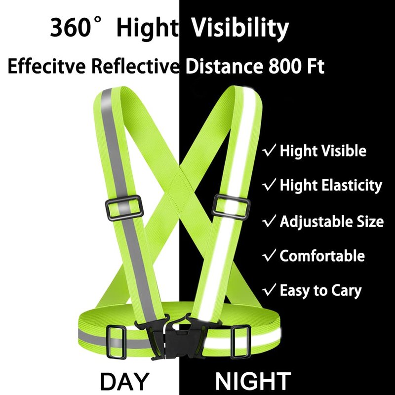 Fepdiu High Visibility Reflective Vest Safety Vest Running Reflective Gear Adjustable Reflective Vest for Walking,Jogging,Hiking,Night Cycling (Yellow)