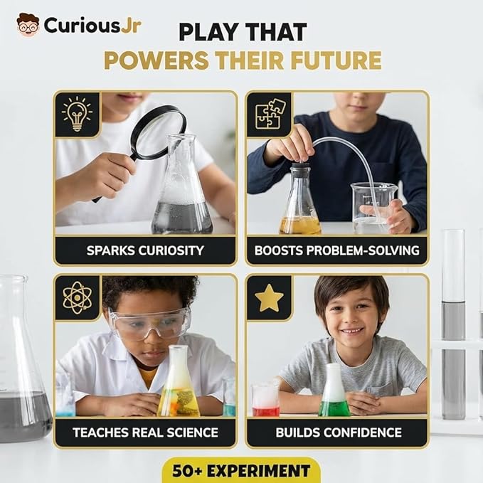 Junior Science Kit for Kids Age 4-14 | 50+ Stem Science Experiments | Educational Toy for Boys and Girls | Birthday Gift for Smart Kids- Curious Junior