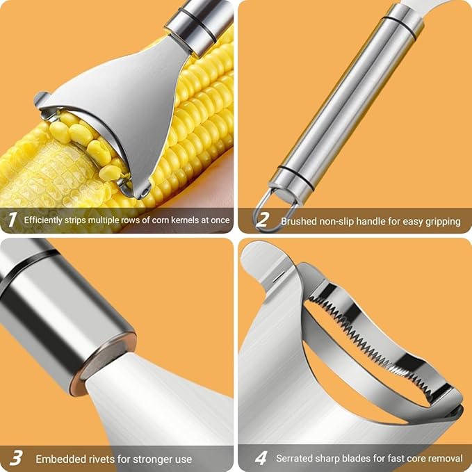 HKFALDRR (3Pcs) Corn Cob Peeler, Corn Stripper, Corn Holder, Corn Peeler for Corn on the Cob, Corn Cob Stripper Tool, Efficient Design Perfect for Dining Enthusiasts