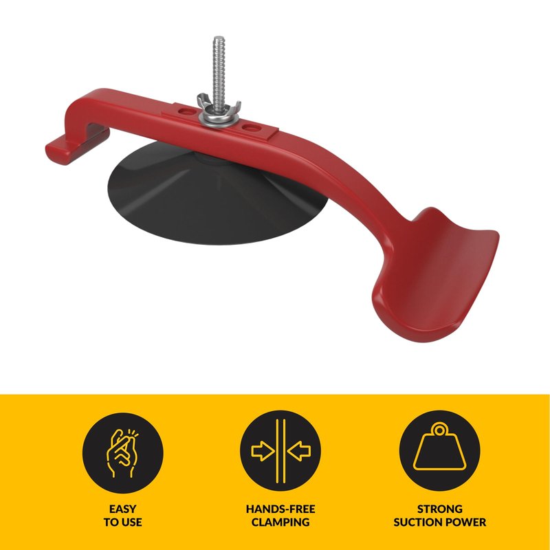 BRIXWELL Suck N Clamp Adjustable Cup Clamps, Acrylonitrile Butadiene Styrene Material, 7-1/8" Length, 3-3/8" Cup Diameter, Adjustable Clamp Set, Pack of 6, Red Finish