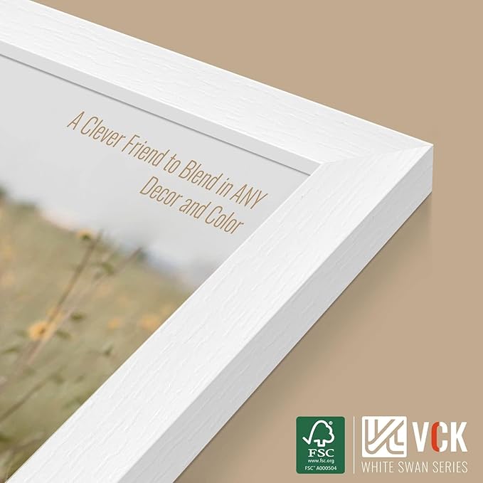 VCK 8.5x11 Certificate Frame, White Wood 8 1/2 x 11 Picture Diploma Document Frames for Wall and Tabletop, 2 Pack