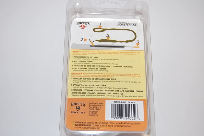Hoppe's Boresnake .357, 9mm, .380, .38 Caliber Pistol and Revolver, Clam E/F