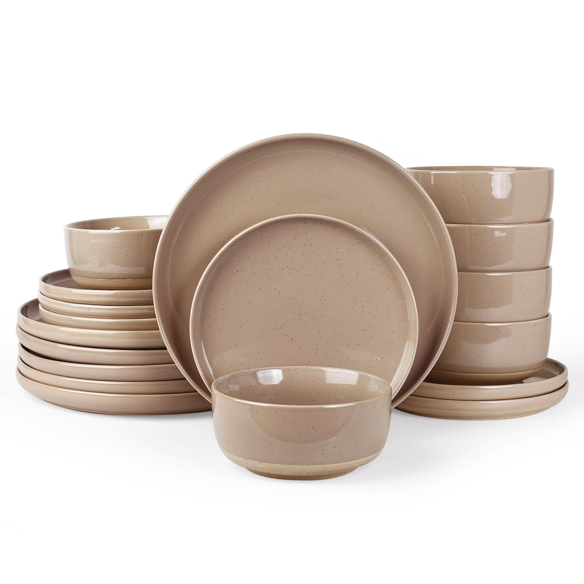 Famiware Milkyway 16-Piece Dinnerware Set with Mugs, Dark Gray