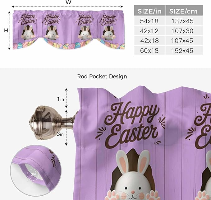 Purple Easter Tie Up Valance Curtains