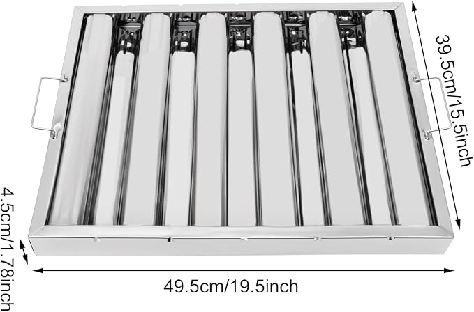 6Pcs 19.5W x 15.5H x 1.78TH Inch Commercial Hood Filters, 430 Stainless Steel 5