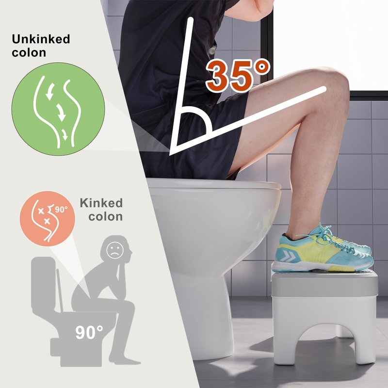 Squatting Toilet Stool for Adults, 7 Inch Poop Stool Squat Adult, Non-Slip Potty Stool for Pooping, Portable Toilet Step Foot Rest for Bathroom