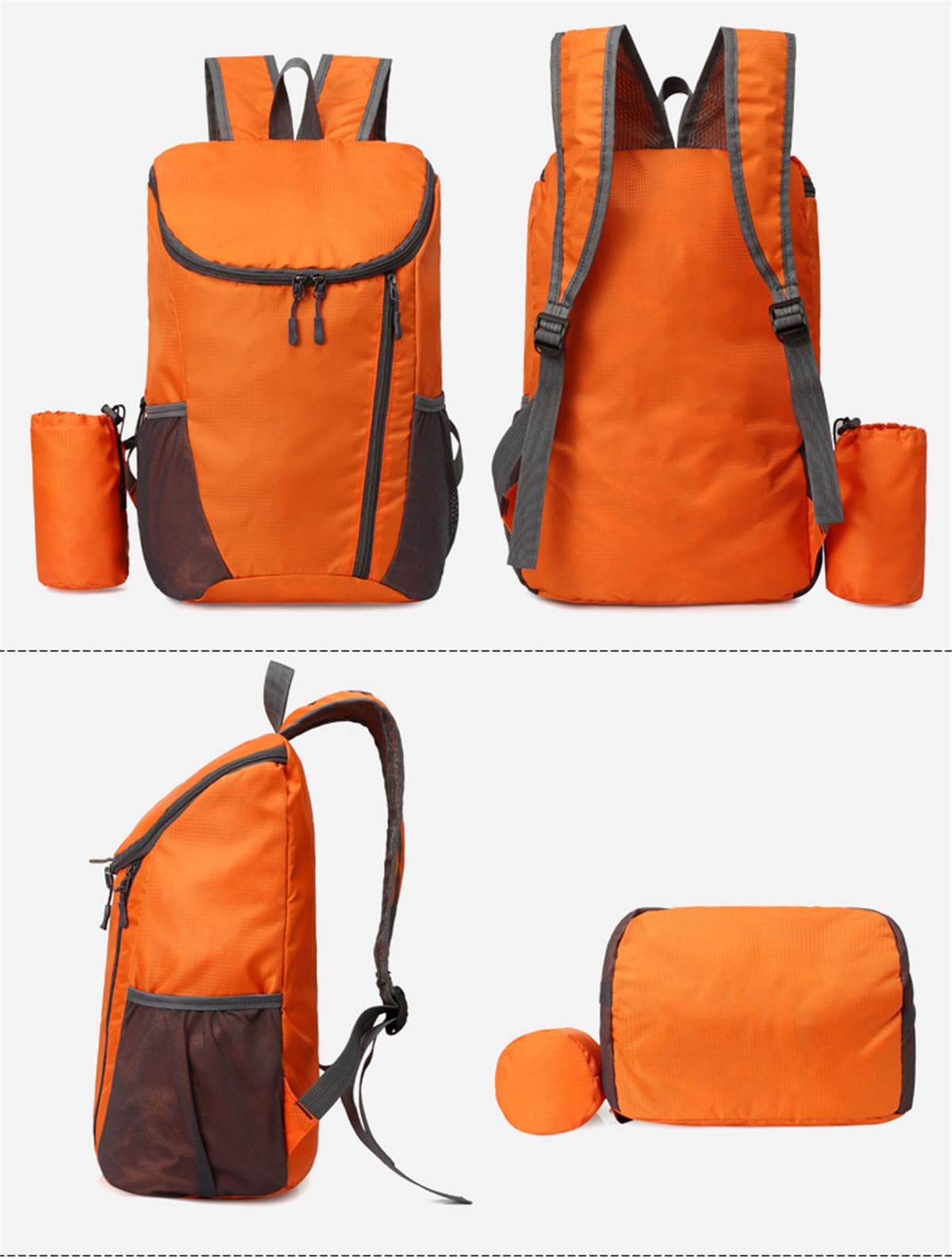 AUUEYY Portable Foldable Backpack Folding Mountaineering Bag, Ultralight Outdoor Cycling Rucksack, Travel Hiking Knapsack (Orange)