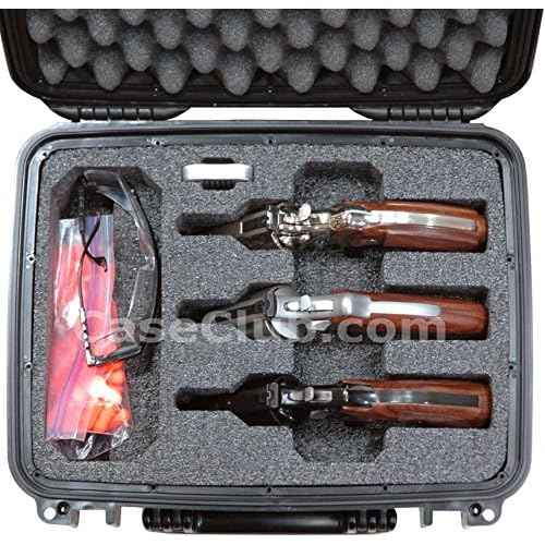 Case Club Waterproof 3 Revolver/Semi-Auto Pre-Cut Case with Silica Gel to Help Prevent Gun Rust