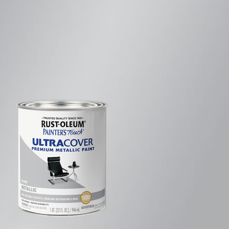 Rust-Oleum 254100 Painter's Touch Metallic Paint, Quart, Metallic Silver, Pack of 1