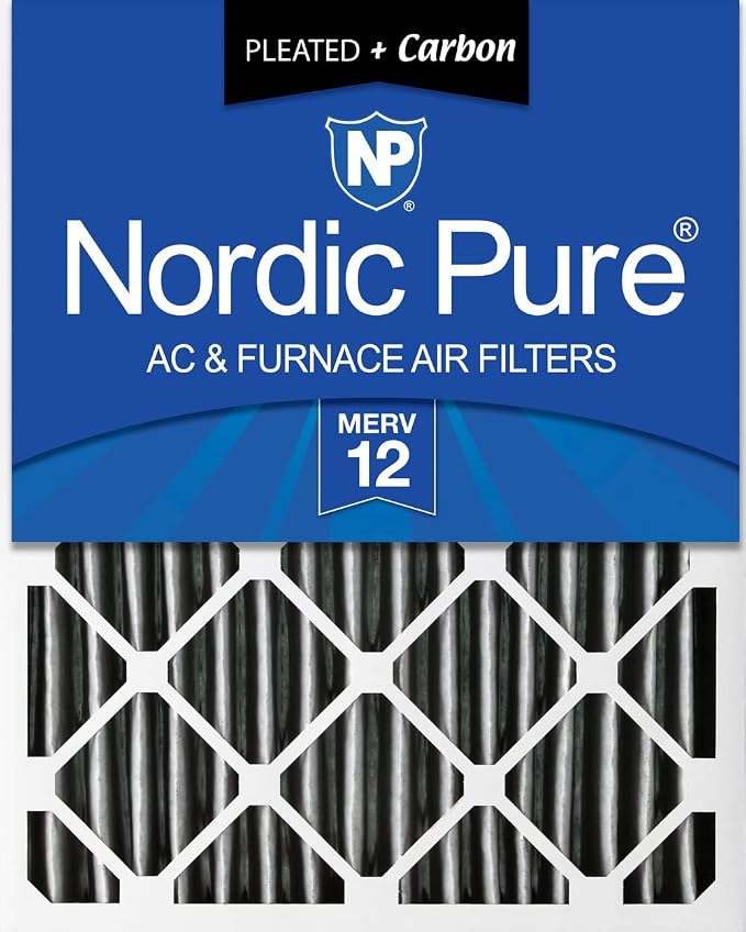 Nordic Pure 16x25x4 Pleated Air Filter MERV 12 Pleated + Carbon 1 Pack