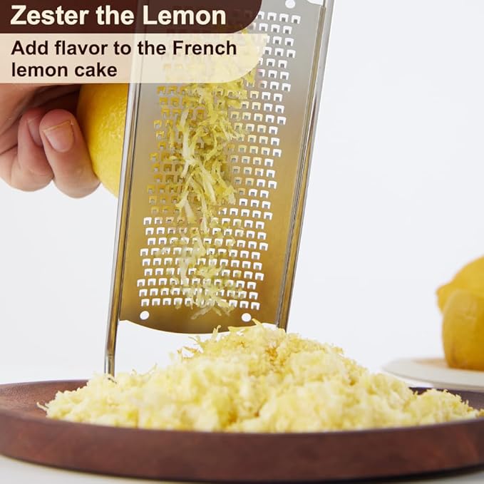 Anddgrous Upgraded Lemon Zester & Cheese Grater, Food Grade Stainless Steel None-Slip Hand Fine Grater for Garlic, Ginger, and Chocolate, Durable and Easy-To-Clean（Dishwasher Safe）