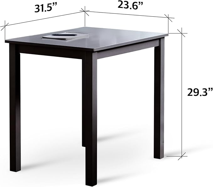 Livinia Seattle 3-Piece Wooden Dining Table Set for 2, Modern Farmhouse Kitchen Dining Room Set with Solid Wood Ladder Back Chairs for Small Space (Black)