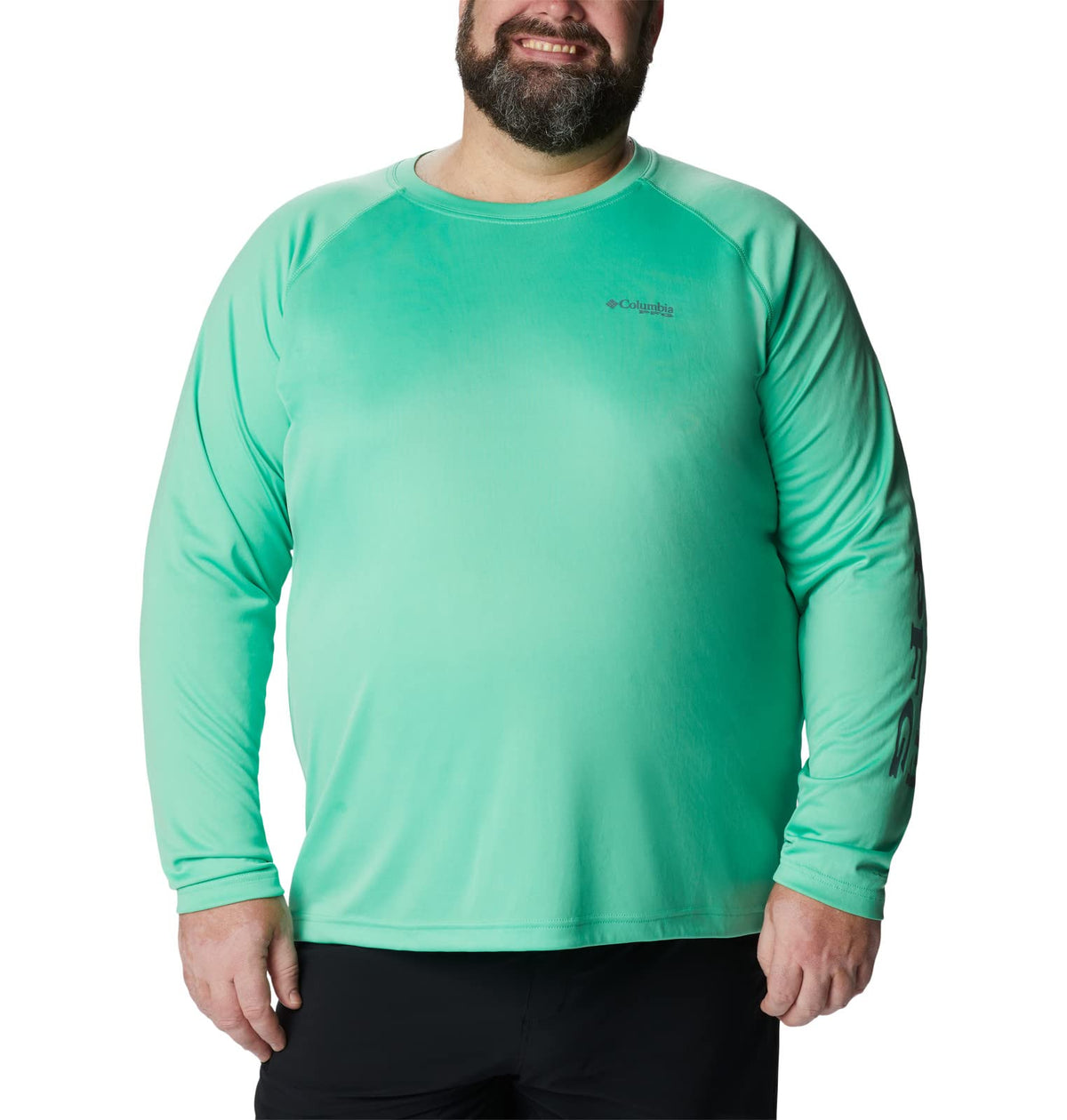Columbia Men's Terminal Tackle Long Sleeve Fishing Shirt, Light Jade/Metal Logo, Small