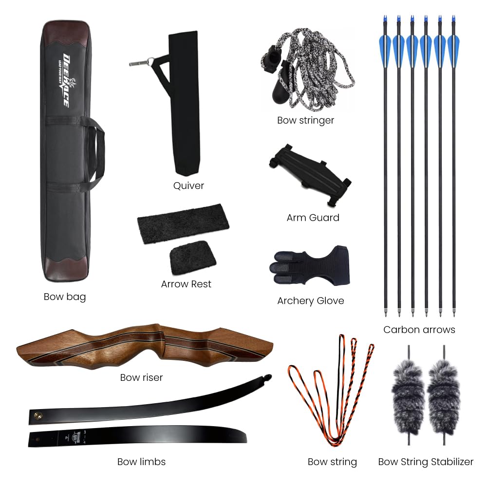 DEERACE Archery 58" 60" Hunting Recurve Bow, Bow and Arrow Set for Adults Youth Beginner Hunting Targeting Archery (35 Lbs, 58")