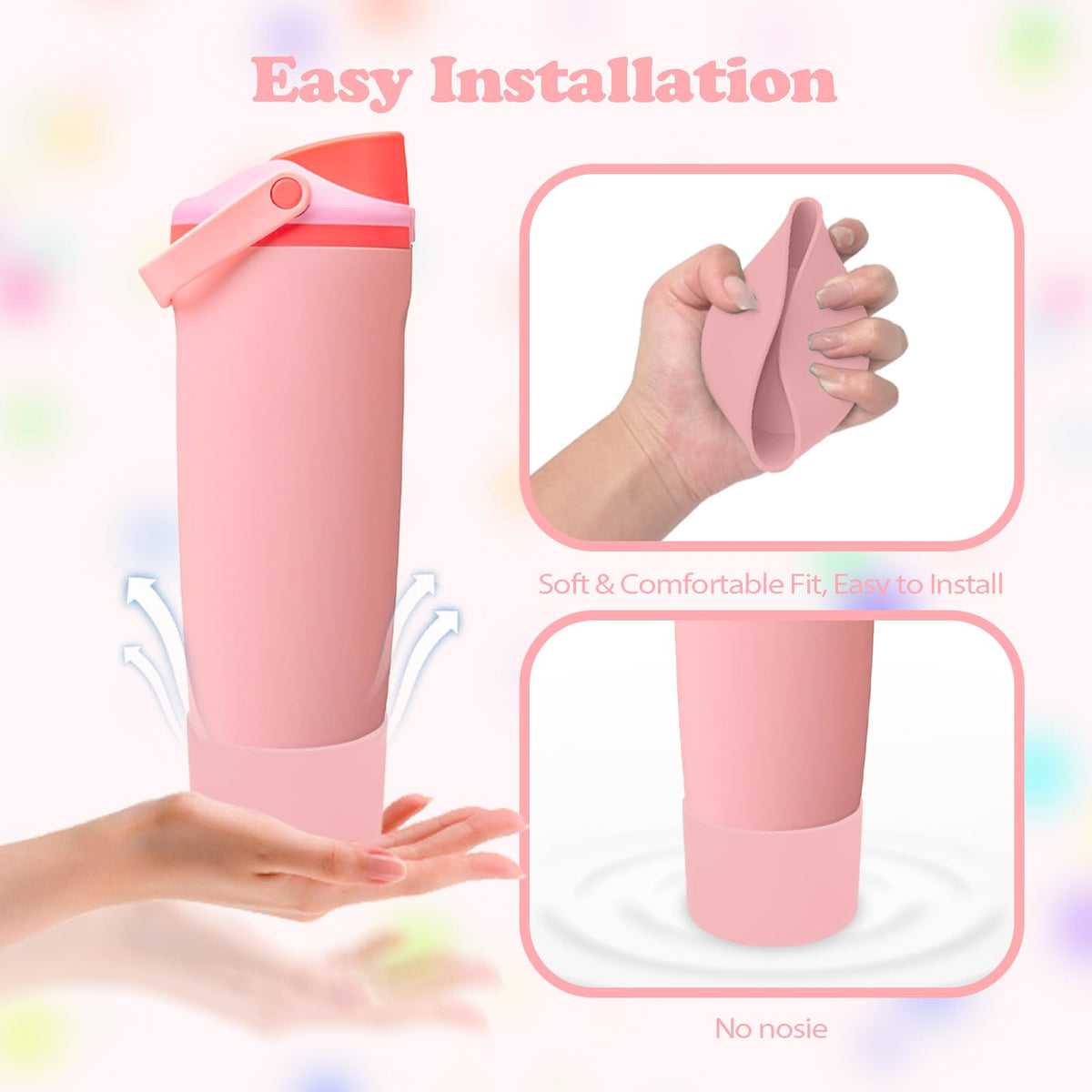 Kaitiaki Silicone Boot for Owala 30oz & 40oz FreeSip Sway Bottles & Tumblers - Non-Slip, Scratch-Resistant, Stability Enhancer, Available in 12 Colors (Angel Food Cake)