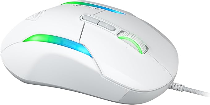 Turtle Beach Kone II Wired RGB Gaming Mouse, 26000 DPI Optical Sensor, 100M Click Life Optical Switches, 23 Customizable Inputs, Ergonomic Design, 4D Scroll Wheel, Pure PTFE Glides – Arctic White